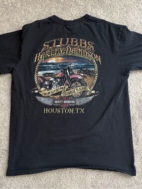 Vintage Harley Davidson Stubb’s Houston TX T Shirt 21” x 27” Faded Distressed